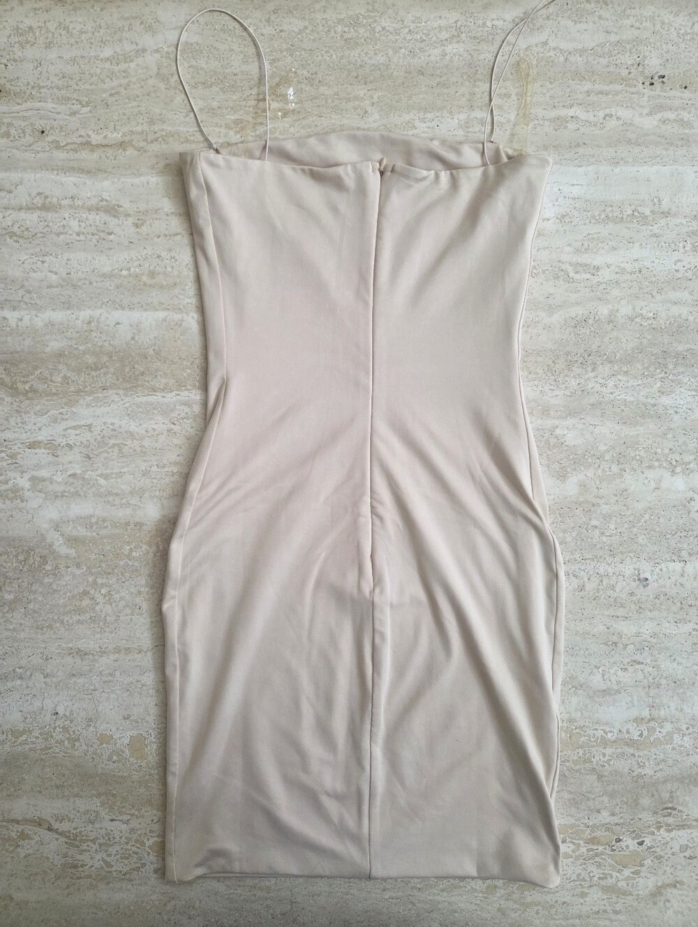 Meshki Sleeveless Beige Bodycon Dress with Spaghetti Straps - Picture 4 of 4